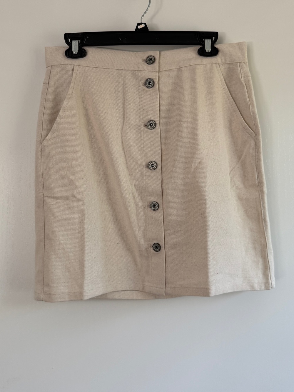Umgee Beige Button-Front Mini Skirt Linen Blend